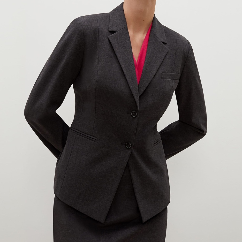 MM Lafleur Tropical Wool Hoffman Blazer in Gray Melange (Size 0P)​​​